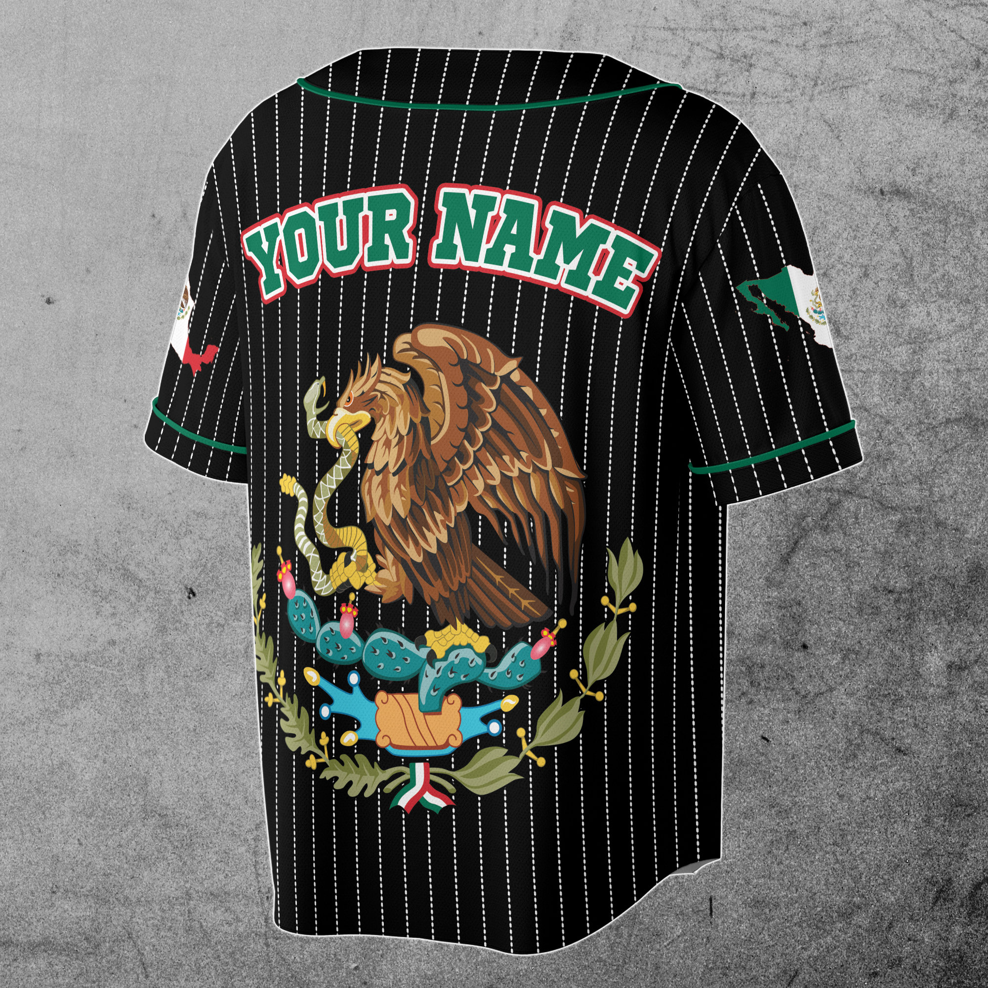 Discover Personalized Name Number Mexico Lover Mexican Eagle Coat Of Arms Flag Baseball Jersey