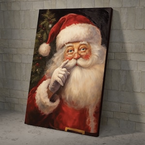 Retro Santa Claus Portrait: Christmas Wall Art Poster or Canvas