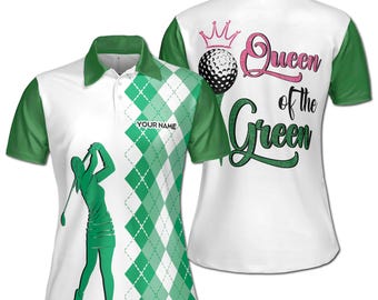 Custom Name Queen Of The Green Golf Women's Polo, Sleeveless Polo XS-5XL