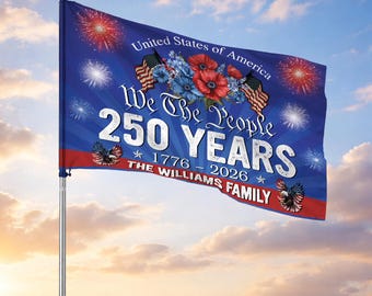 Customized Family Name We The People 250 Years Celebration Firework House Flag