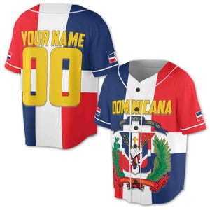 Personalizza Nome Numero Bandiera Repubblica Dominicana Maglia da baseball S-5XL