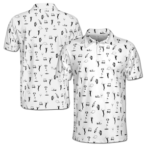 Funny Golf Icon Golfer Silhouette Golf Lover Men&#39;s Polo Shirt S-5XL