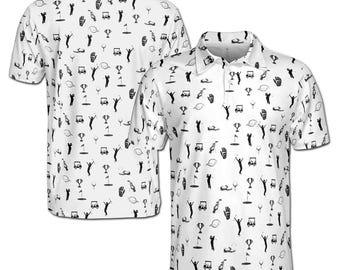 Funny Golf Icon Golfer Silhouette Golf Lover Men's Polo Shirt S-5XL