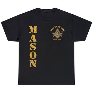 Custom Golden Masonic Square and Compass, Freemasonary Unisex T-shirt Sweatshirt Hoodie