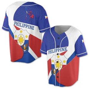 Republic of the Philippines Flag Pattern Baseball Jersey S-5XL