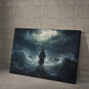 Jesus Walking On The Sea 2 Poster and Canvas