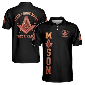 Custom Name Masonic Master Mason Grunge Men&#39;s Polo S-5XL