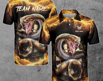 Custom Name Team Name Darts Snake Flame Darts Team Men's Polo Shirt S-5XL