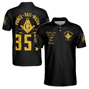Personalized Light From East Prince Hall Mason 357 Men&#39;s Polo Shirt S-5XL