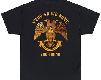 Sudadera con capucha unisex con emblema masónico de 32 grados del Rito Escocés personalizado (en la espalda)