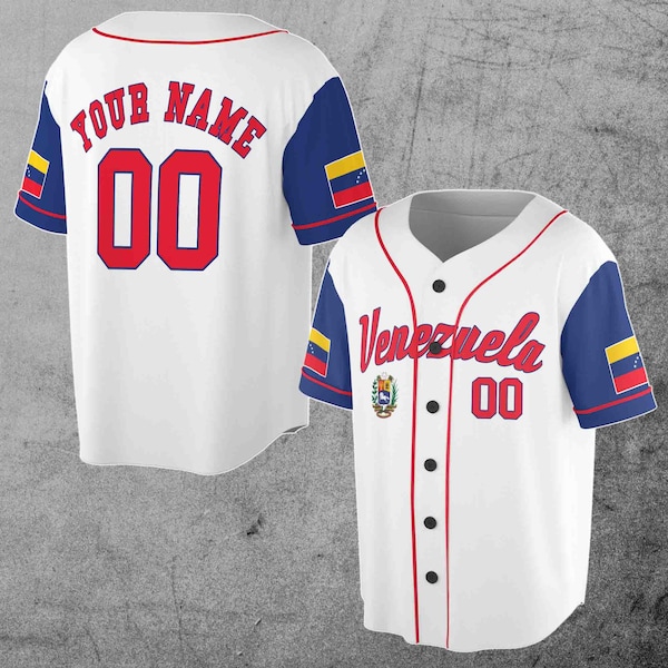 Gepersonaliseerde naam nummer Venezuela wapenschild Kid jeugd volwassen honkbal Jersey S-5XL