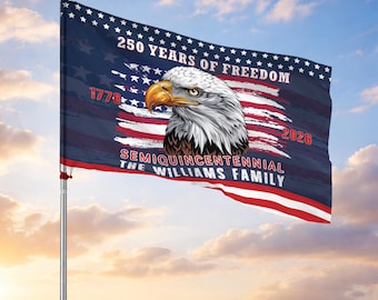 Customized Family Name America Semiquincentennial 250 Years of Freedom House Flag