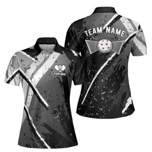 Individuelle Name Grau Spatter Pickleball Team Play Damen Polo-Shirt S-5XL