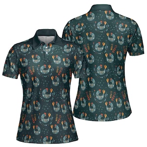 Floral Folk Bird Pattern Women&#39;s Polo Shirt (S-5XL)