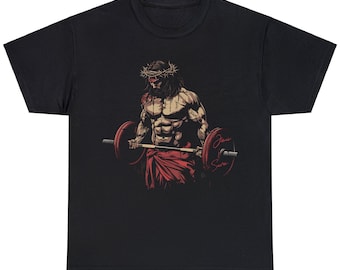 Retro Jesus The Ultimate Deadlifter Christian Gym Workout Jesus T-Shirt