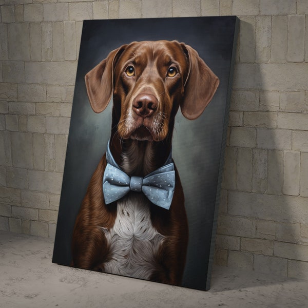 A Brown Dog Wearing A Bow Tie Style Of Realistic Watercolor Poster And Canvas