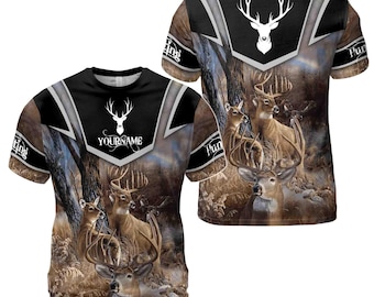 Custom Deer Hunting 3D T-Shirt S-5XL
