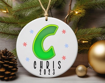 Letter Name Ornament, Custom Initial Ornament, 2023 Family Ornament, Personalized Christmas Ornament, Family Keepsake, Monogram Ornament