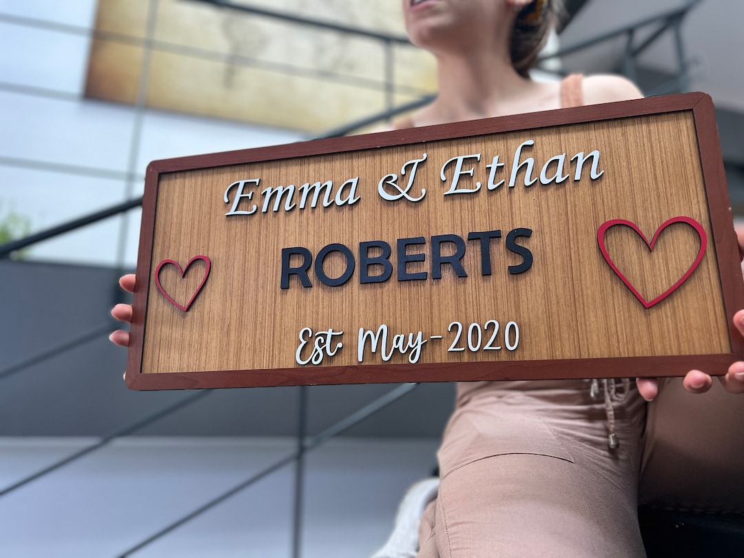 Custom Wedding Sign, Custom Wood Sign, Wooden Name Sign, Anniversary ...