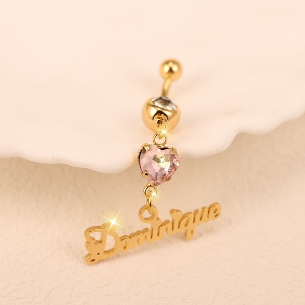 Personalized Belly Button Ring, Custom Name Belly Ring, Gold Navel Ring, Summer Jewelry,Custom Body Jewelry,Gift for Girlfriend,Gift for Her