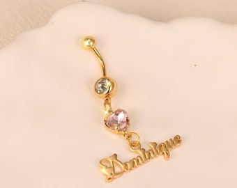 Custom Name Belly Ring, Birthstone Belly Ring, Personalized Belly Ring, Gold Navel Ring, Summer Jewelry, Gift for Girlfriend, Birthday Gift