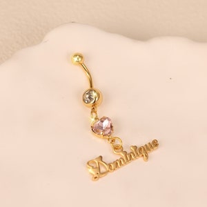 Custom Name Belly Ring, Birthstone Belly Ring, Personalized Belly Ring, Gold Navel Ring, Summer Jewelry, Gift for Girlfriend, Birthday Gift