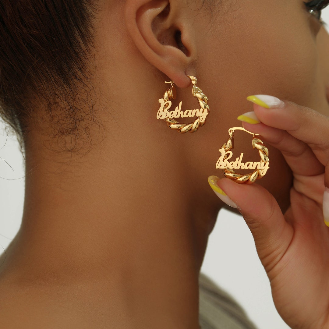 Custom Baby Name Earrings, Personalized Name Earring, baby Hoop