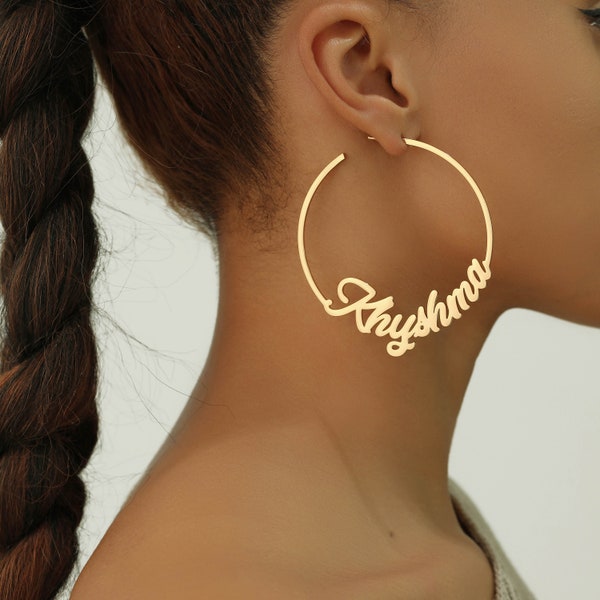 Name Hoop Earrings Etsy
