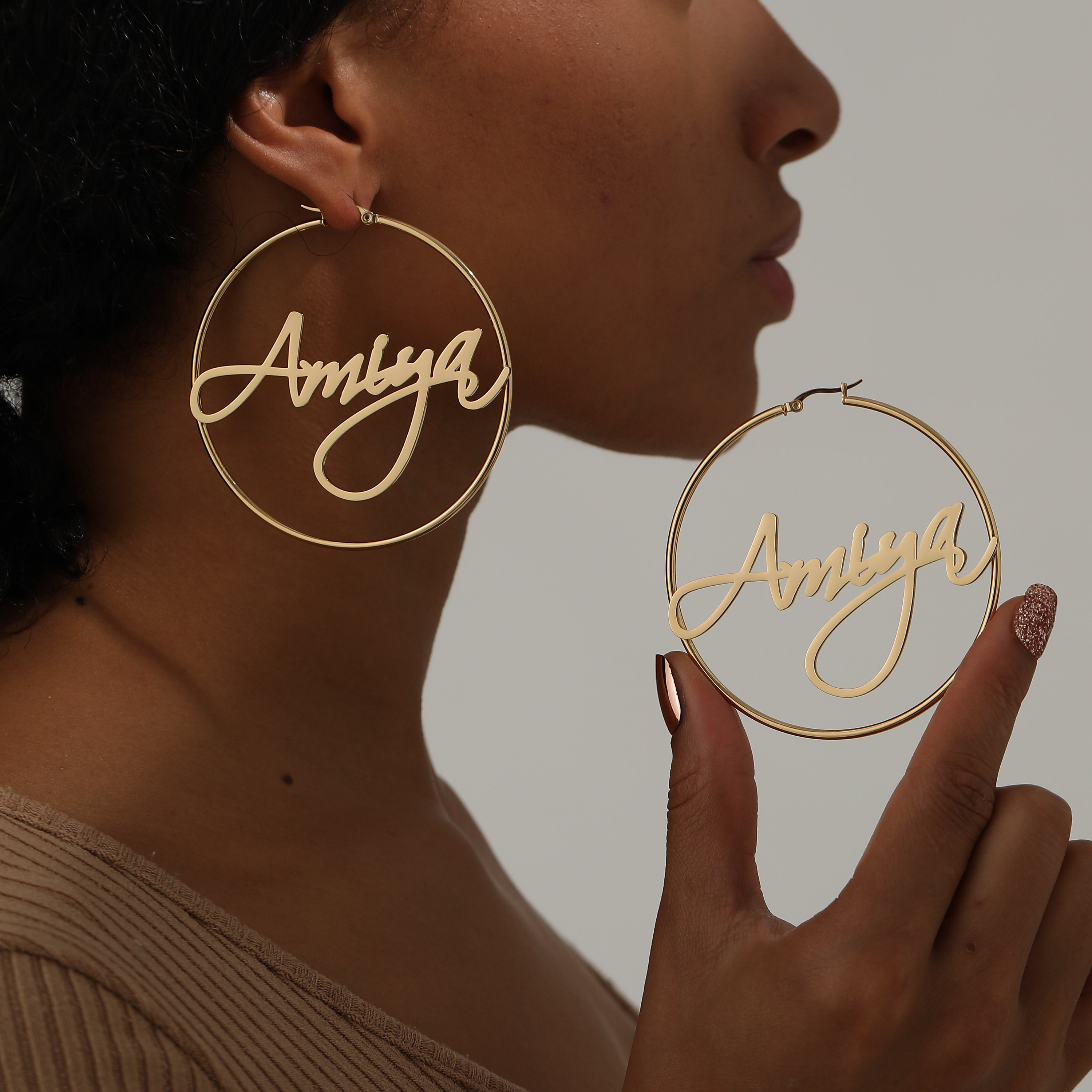 Name Hoop Earrings Etsy