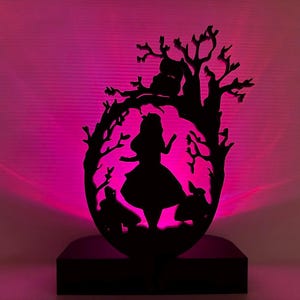 Alice In Wonderland 3d prints ,home decor, kids room, Silhouette.