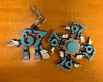 67 keychain and fidget spinner. 3d printed