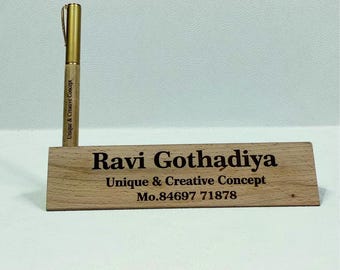 Customized  Wooden Desk Name Plate: Laser Engraved Office Sign