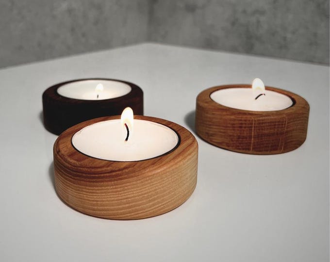 Minimalist Wooden Tea Light Holder | Scandinavian Mid-Century Design