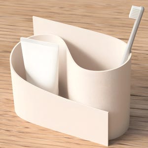 Bad-Organizer Wellenförmiger Zahnbürsten- & Pastenhalter – 3D-gedruckt aus PLA, minimalistisches Bad-Organizer-Design