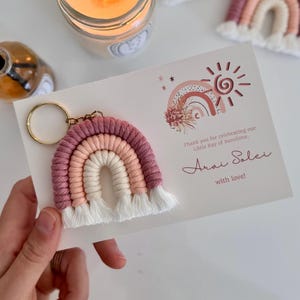 Macrame Rainbow Keychain Favors, Boho Baby Shower, Personalized Gift