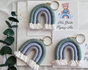 Rainbow Baby Shower Favors for Guest, First Birthday Party, Rainbow Favors, Macrame Rainbow Keychain Baptism Favor, Newborn Baby Boy Favors