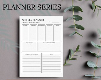 ADHS Simple Digital Series: Printable Fillable Daily, Weekly Planner, Minimalist Theme