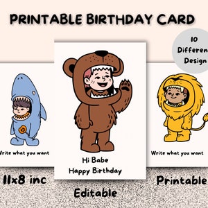 Tarjeta de cumpleaños imprimible Joy, postal descargable y editable, tema divertido