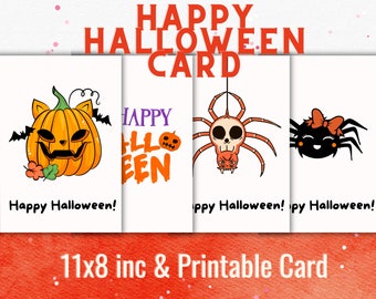 Printable Halloween Digital Cards - downloadable and editable postcard, funny theme