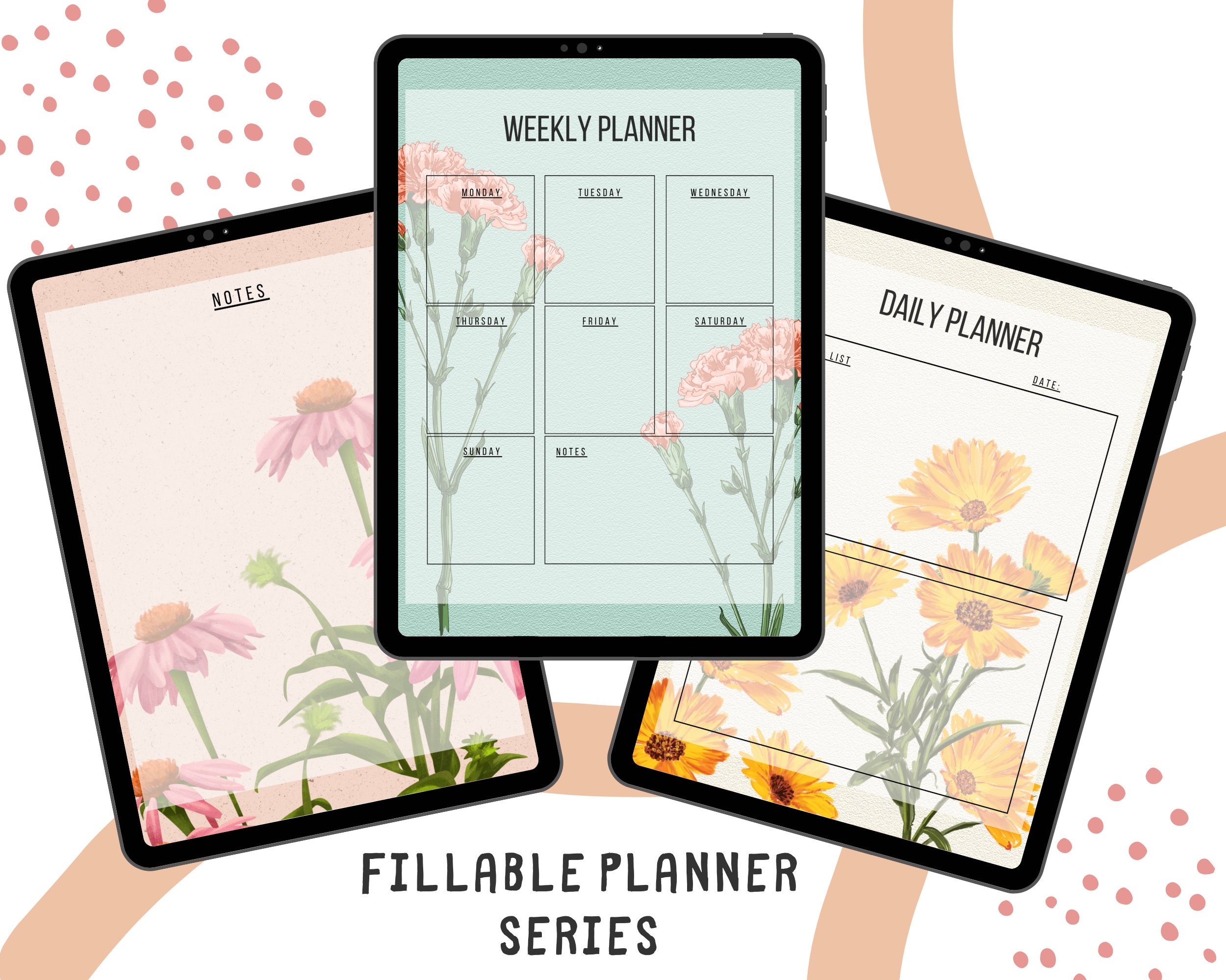 Flower Planner Series, Fillable Planner, Goodnotes Template, Notability ...