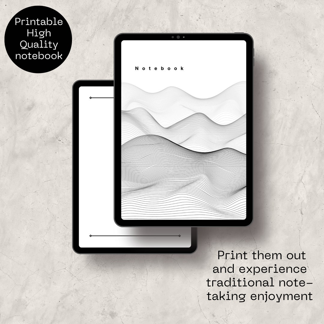 Modern Wave Notebook, Digital Notepad, Notability Planner, Aesthetic ...