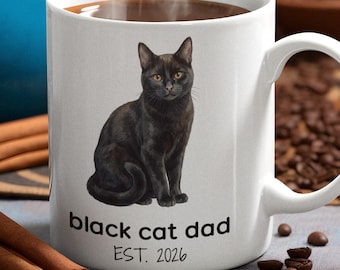 Black Cat Dad Mug | Funny Coffee Cup for Cat Lover | Fathers Day Pet Gift