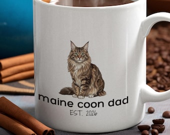 Maine Coon Dad Mug | Funny Coffee Cup for Cat Lover | Fathers Day Pet Gift