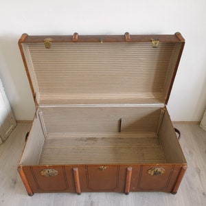 valise à vapeur antique, valise XXL, vieille valise de voyage, coffre, table basse, vintage, shabby chic, rangement, brocante, industriel, maison de campagne image 5