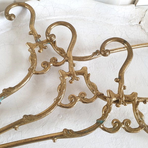 1x old clothes hanger, antique brass hanger, French vintage, brass, brocante decoration, shabby, patina, wedding, country house wardrobe