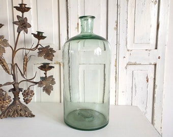 1x antike Laborflasche, alte große Apothekerflasche, Antikglas, Weinballon, Glasgefäß, vintage Glasflasche, brocante, shabby, Industrie