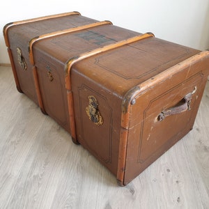 valise à vapeur antique, valise XXL, vieille valise de voyage, coffre, table basse, vintage, shabby chic, rangement, brocante, industriel, maison de campagne image 7