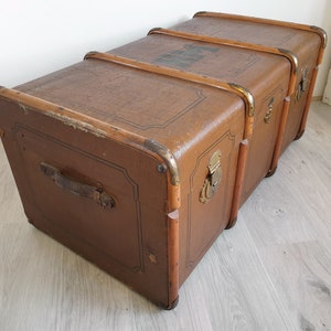 valise à vapeur antique, valise XXL, vieille valise de voyage, coffre, table basse, vintage, shabby chic, rangement, brocante, industriel, maison de campagne image 4