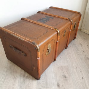 valise à vapeur antique, valise XXL, vieille valise de voyage, coffre, table basse, vintage, shabby chic, rangement, brocante, industriel, maison de campagne image 10