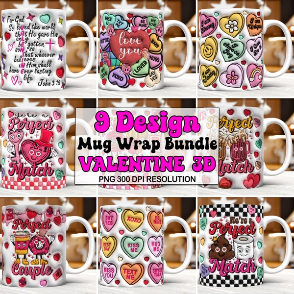 3D Inflated Bundle Mug Wrap PNG, 3D Mother's Day Puffy Mug Wrap PNG, Happy Mothers, Gift For Her, Gift For Mom, Funny Mother's